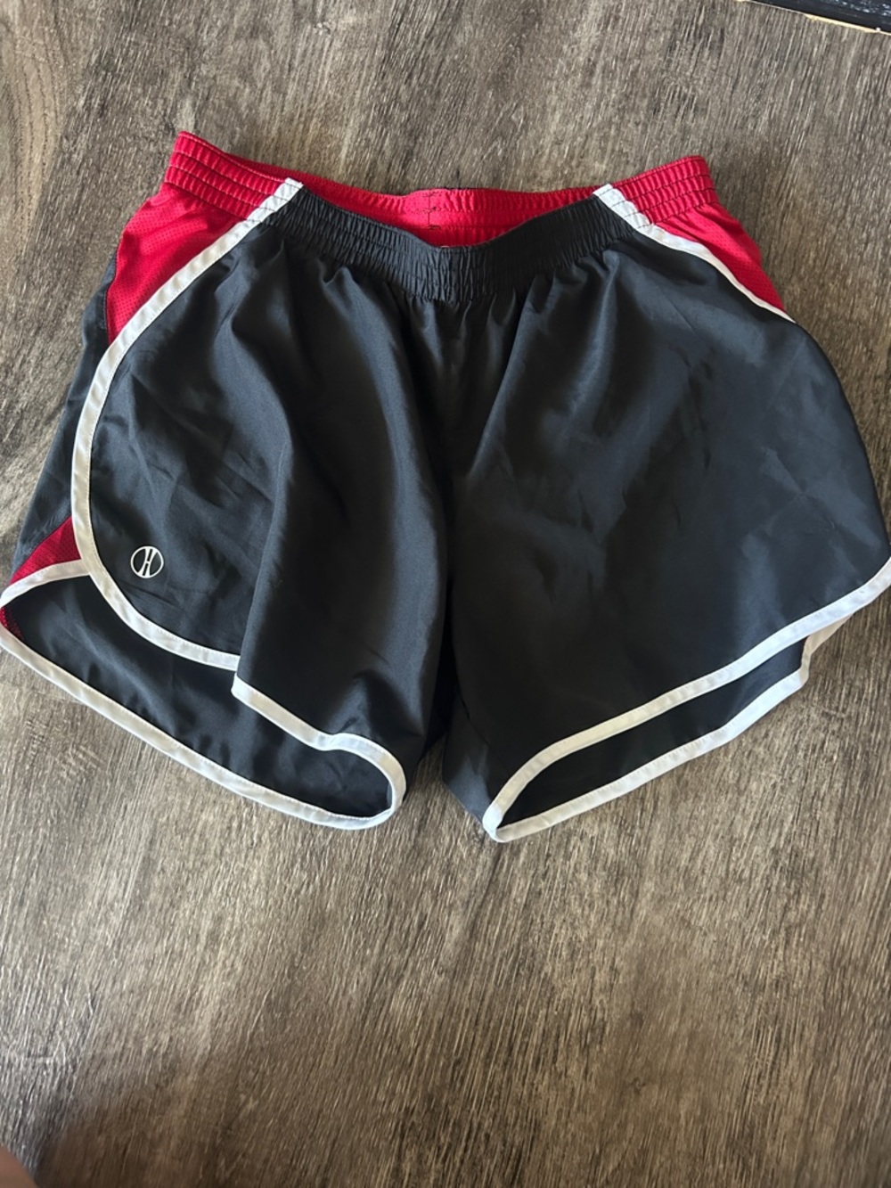 Women’s Athletic Running Shorts - Black with Red Trim